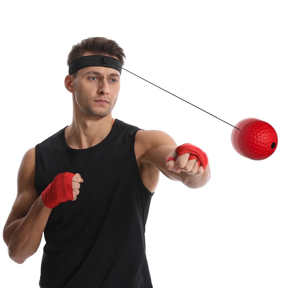 Head-mounted boxing reaction ball