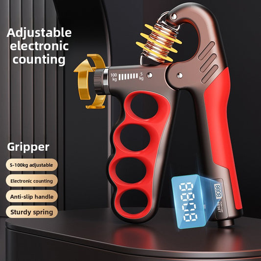 Adjustable electronic counting grip strength tester